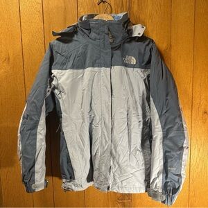 The North Face Womens Blue HyVent Ski Jacket Removable Fleece & Hood Size Large